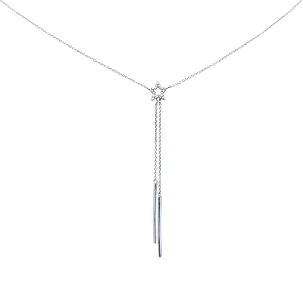 SPECIAL! .05ct G SI 14K White Gold Diamond Line Pendant Necklace 16+2" Long