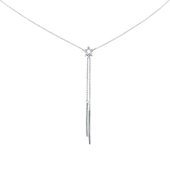 SPECIAL! .05ct G SI 14K White Gold Diamond Line Pendant Necklace 16+2" Long