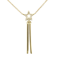 SPECIAL! .05ct G SI 14K Yellow Gold Diamond Star Dangling Pendant Necklace 16" +2" EXT