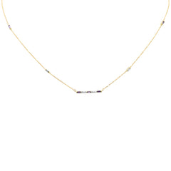 SPECIAL!.60ct G SI 14K Yellow Gold Diamond & Multi Color Gemstones Bar Pendant Necklace 20" Long
