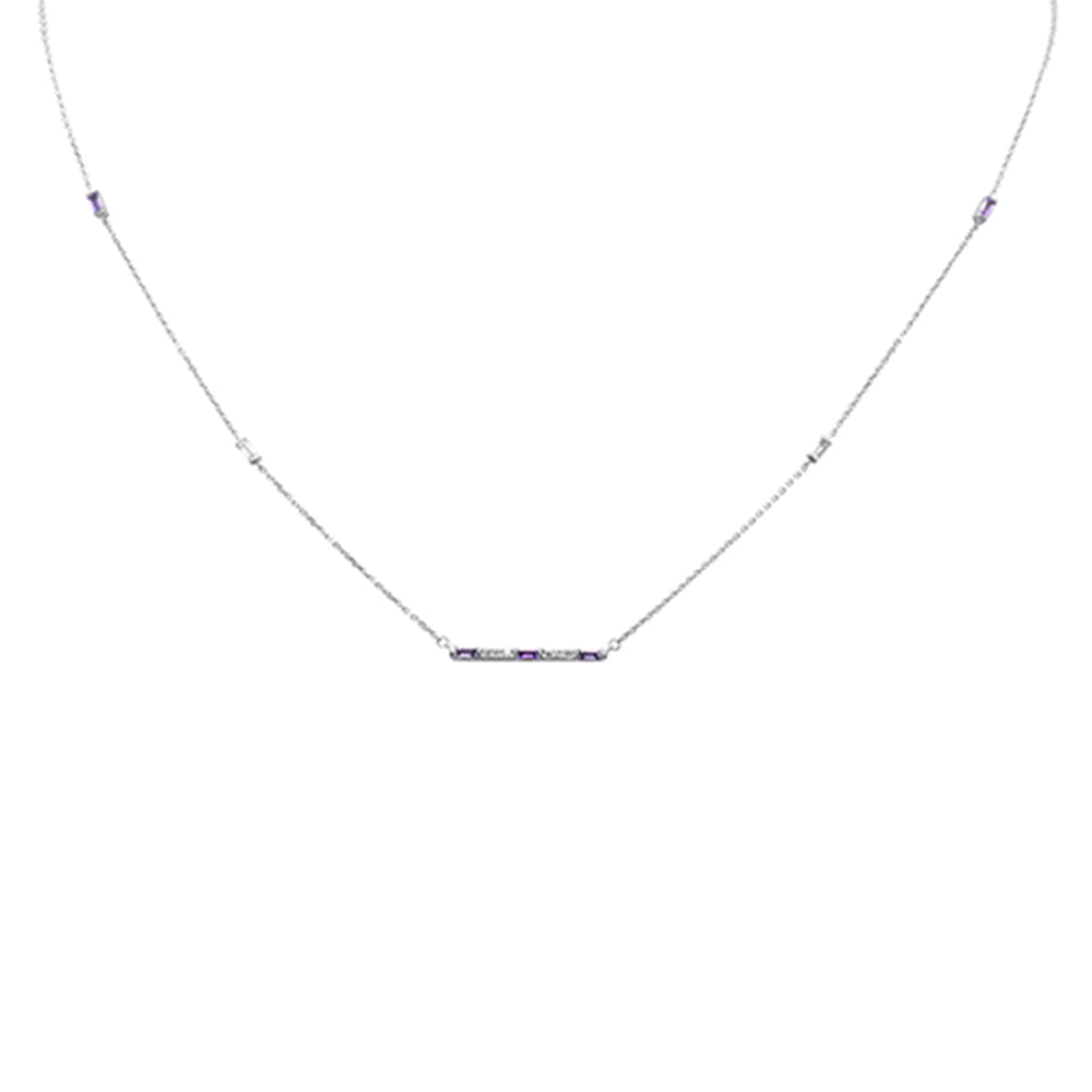 SPECIAL! .62ct G SI 14K White Gold Diamond Multi Color Gemstone Sideways Bar Necklace 20" Long