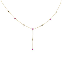 GEMSTONE CLOSEOUT! .89ct G SI 14K Yellow Gold Diamond & Ruby Gemstone Pendant Necklace 16+2" Long