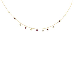 SPECIAL!.82ct G SI 14K Yellow Gold Diamond & Ruby Gemstone Pendant Necklace 16+2" Long