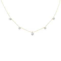 SPECIAL!0.98ct G SI 14K Yellow Gold Diamond Flower Pendant Necklace 16+2" Long
