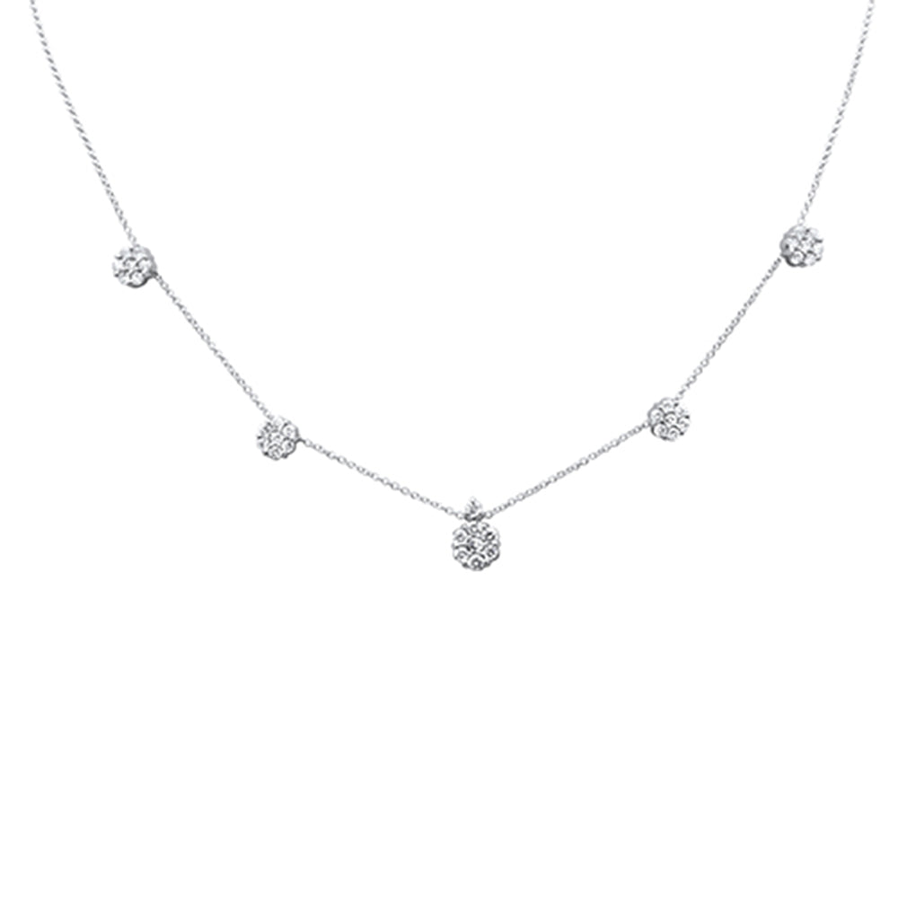 SPECIAL!.99ct G SI 14K White Gold Diamond Flower Pendant Necklace 16+2" Ext Long