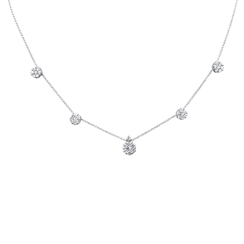 SPECIAL!.99ct G SI 14K White Gold Diamond Flower Pendant Necklace 16+2" Ext Long