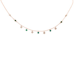 GEMSTONE CLOSEOUT! .67ct G SI 14K Rose Gold Diamond & Emerald Gemstone Pendant Necklace 16+2" Long