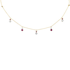 SPECIAL!.90ct G SI 14K Yellow Gold Diamond & Ruby Gemstone Pendant Necklace 16+2" Long