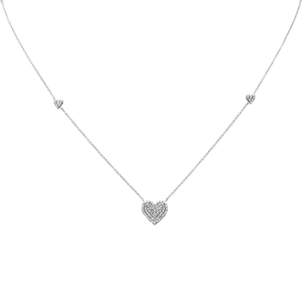 DIAMOND CLOSEOUT!  .43ct G SI 14K White Gold Diamond Heart Shaped Pendant Necklace 18" Long