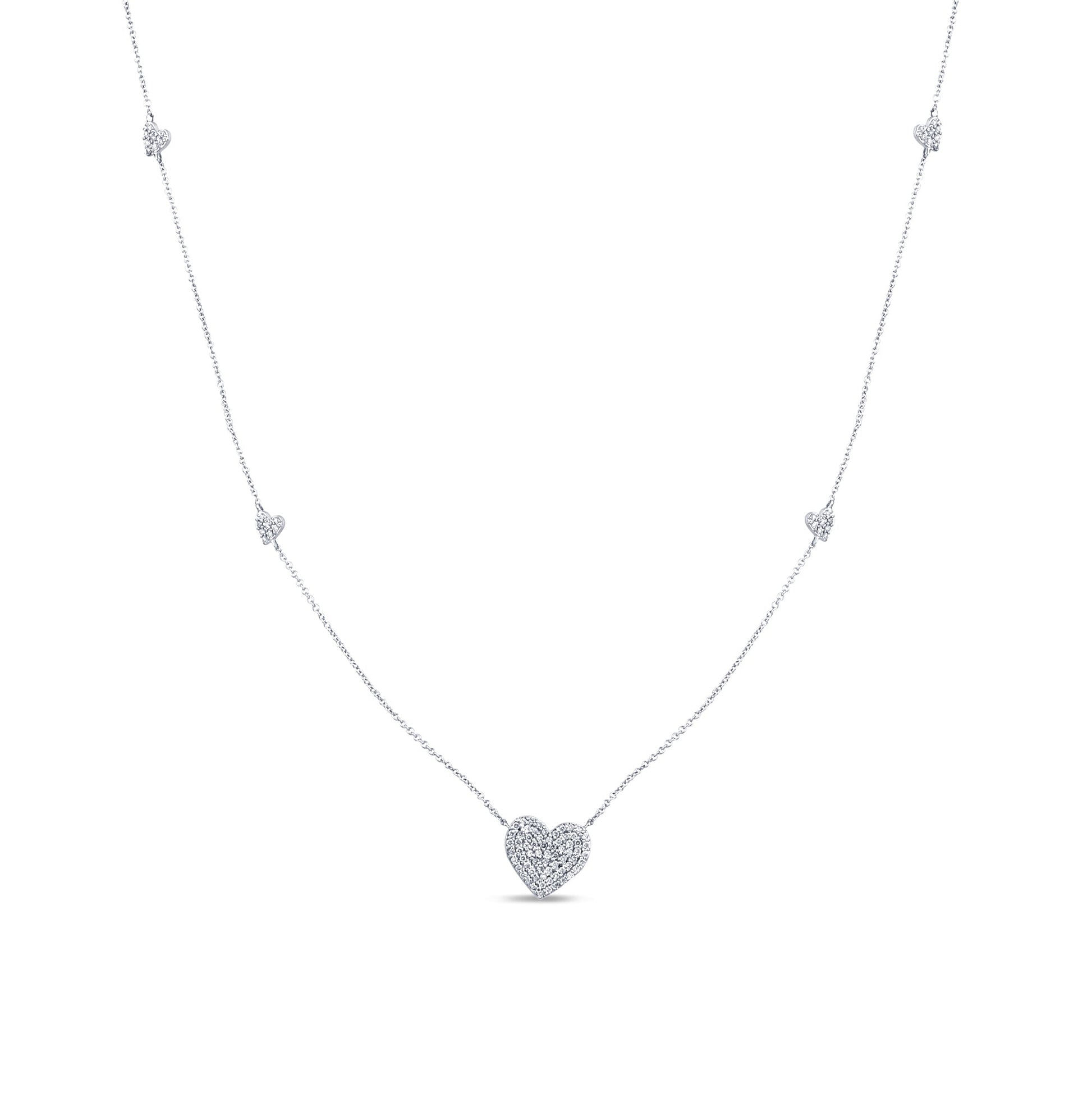 DIAMOND CLOSEOUT!  .43ct G SI 14K White Gold Diamond Heart Shaped Pendant Necklace 18" Long