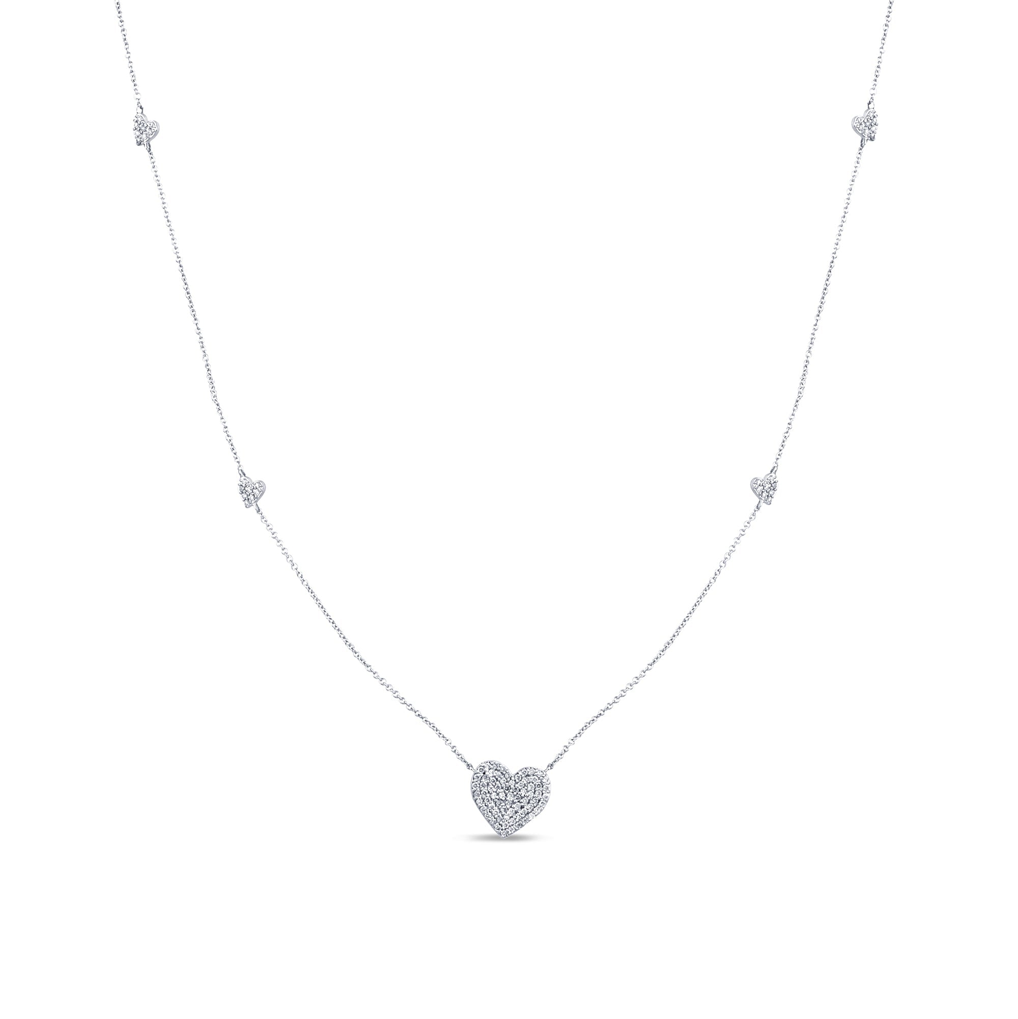 DIAMOND CLOSEOUT!  .43ct G SI 14K White Gold Diamond Heart Shaped Pendant Necklace 18" Long