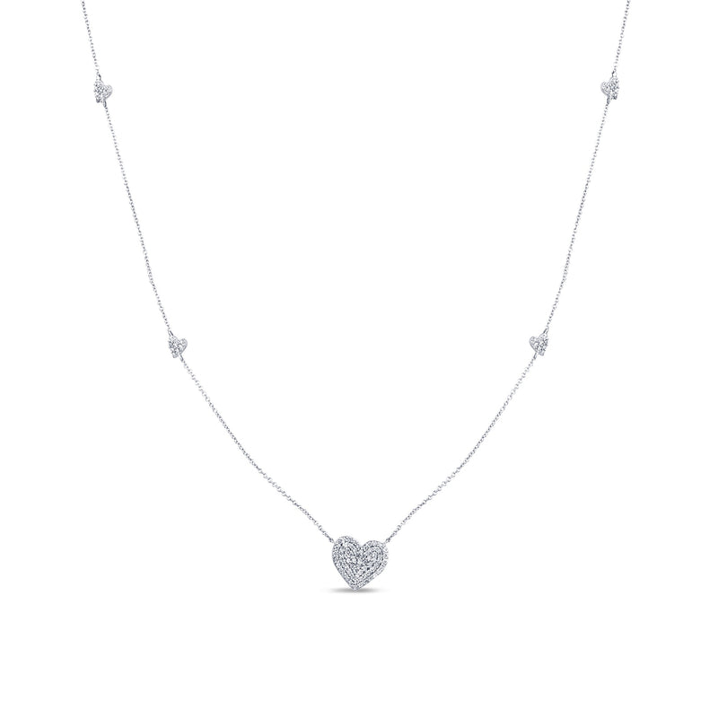 DIAMOND CLOSEOUT!  .43ct G SI 14K White Gold Diamond Heart Shaped Pendant Necklace 18" Long