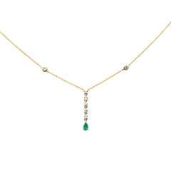 SPECIAL!.43ct G SI 14K Yellow Gold Diamond & Emerald Gemstone Pendant Necklace 16+2" Long