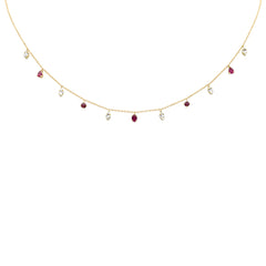 SPECIAL! 1.11ct G SI 14K Yellow Gold Diamond & Ruby Gemstone Pendant Necklace 16+2" Long
