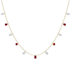 SPECIAL! 1.11ct G SI 14K Yellow Gold Diamond & Ruby Gemstone Pendant Necklace 16+2" Long