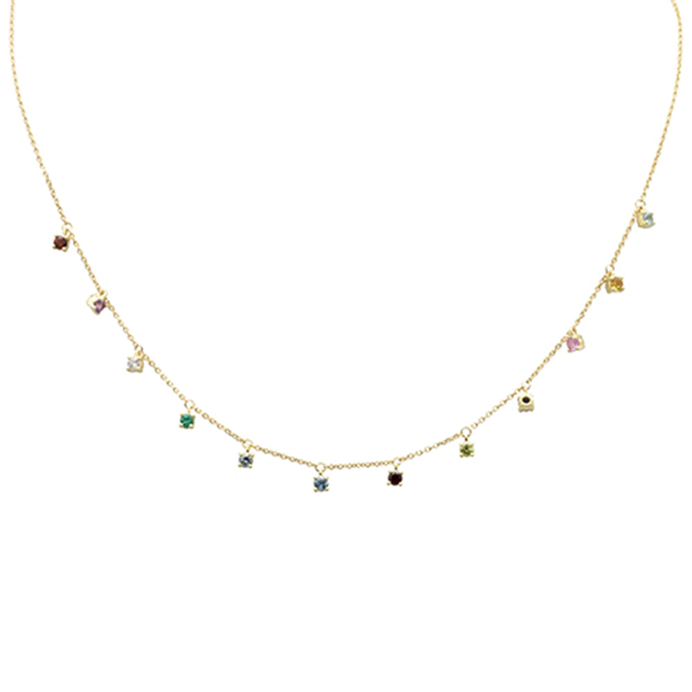 SPECIAL!.78ct G SI 14K Yellow Gold Multi Color Gemstones Pendant Necklace 16+2" Ext Long
