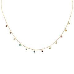SPECIAL!.78ct G SI 14K Yellow Gold Multi Color Gemstones Pendant Necklace 16+2" Ext Long