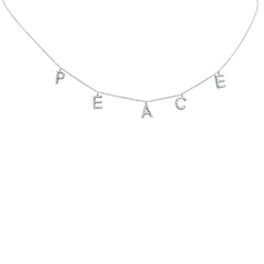 DIAMOND  CLOSEOUT!   .32ct G SI 14K White Gold Diamond "PEACE" Pendant Necklace 16+2" Long