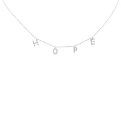 SPECIAL!.27ct G SI 14K White Gold Diamond "HOPE" Pendant Necklace 16+2" Long