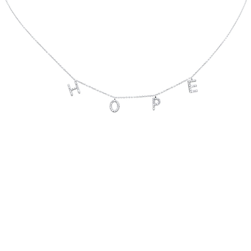 SPECIAL!.27ct G SI 14K White Gold Diamond "HOPE" Pendant Necklace 16+2" Long