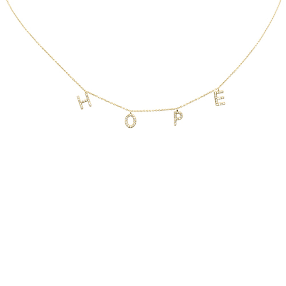 DIAMOND  CLOSEOUT!   .27ct G SI 14K Yellow Gold Diamond "HOPE" Pendant Necklace 16+2" Long