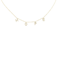 DIAMOND  CLOSEOUT!   .27ct G SI 14K Yellow Gold Diamond "HOPE" Pendant Necklace 16+2" Long