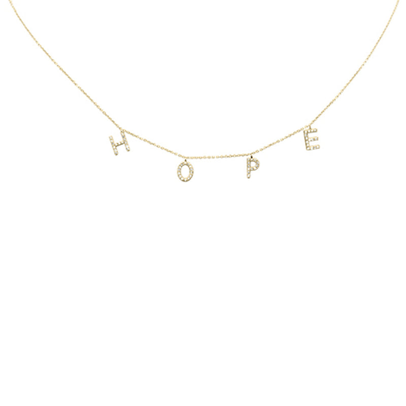 DIAMOND  CLOSEOUT!   .27ct G SI 14K Yellow Gold Diamond "HOPE" Pendant Necklace 16+2" Long