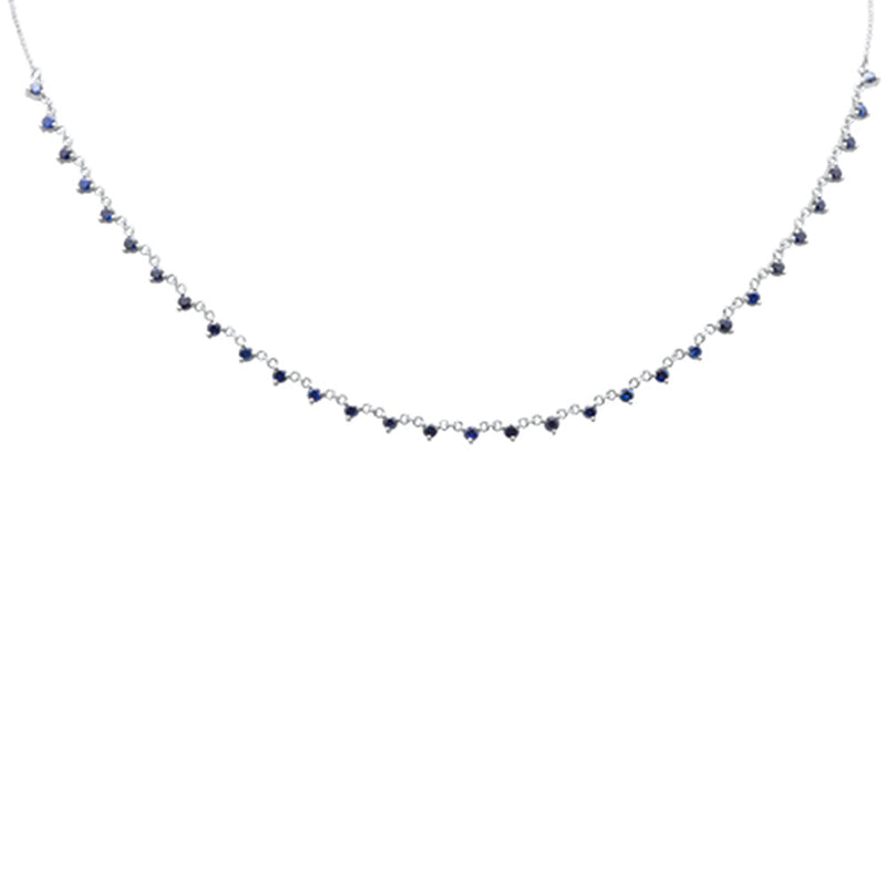 GEMSTONE   CLOSEOUT! 2.75ct G SI 14K White Gold & Diamond Blue Sapphire Gemstone Pendant Necklace 16+2" Long