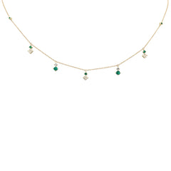 DIAMOND CLOSEOUT!  .64ct G SI 14K Yellow Gold Diamond & Emerald Gemstone Pendant Necklace 16+2" Long