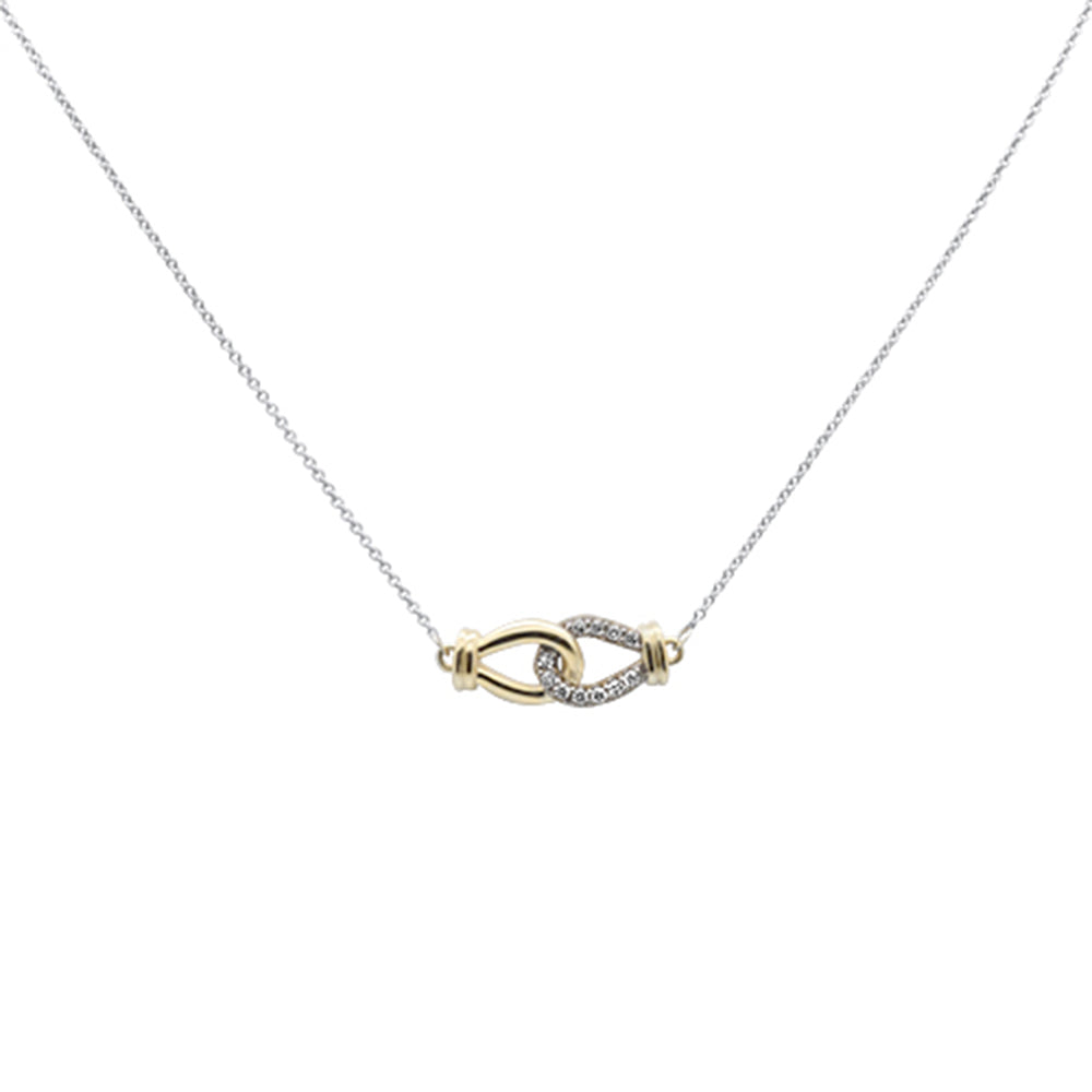 SPECIAL!.14ct G SI 14K Two Tone Diamond Pendant Necklace 16+2" Long