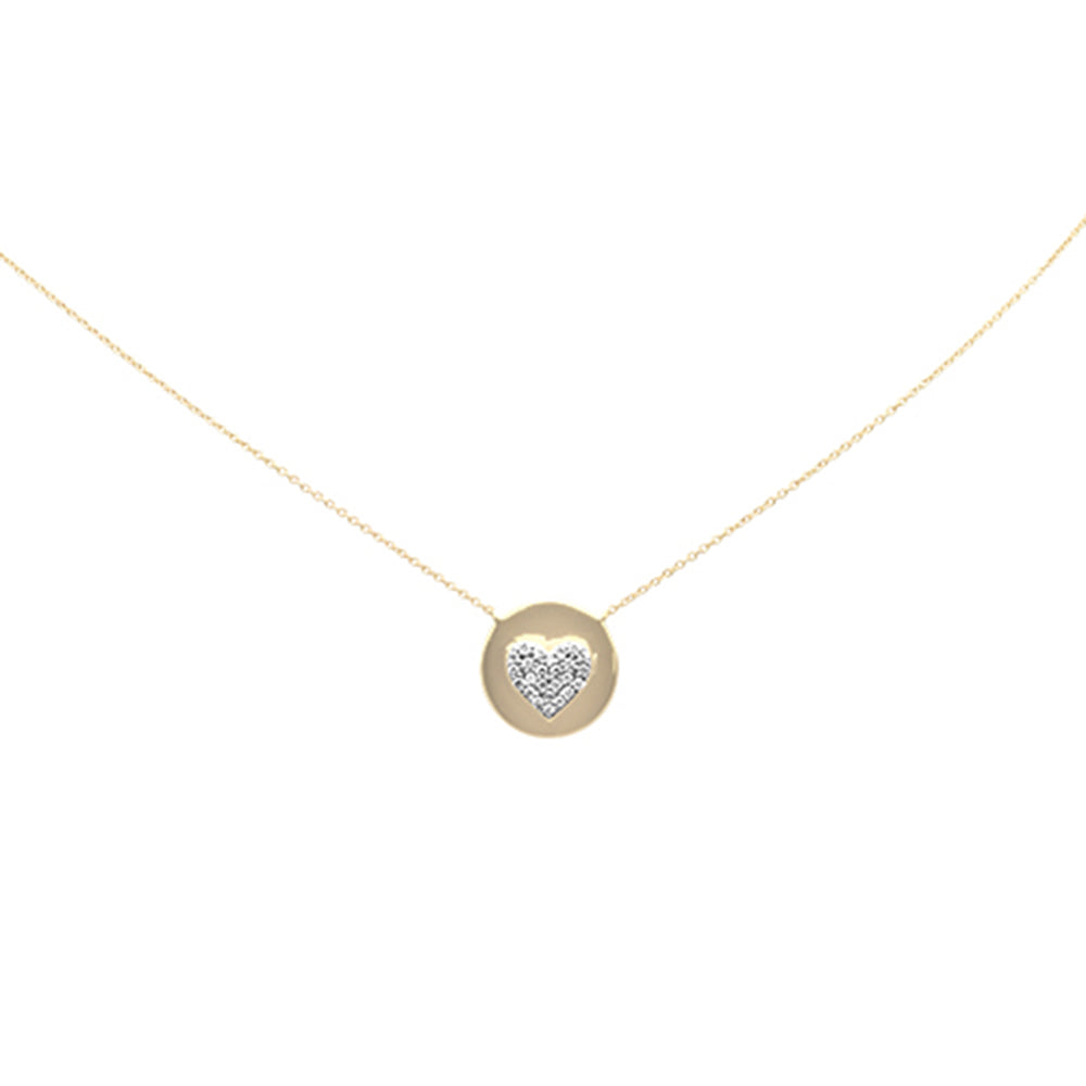 SPECIAL!.22ct G SI 14K Yellow Gold Diamond Round Shaped Heart Pendant Necklace 16+2" Long