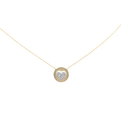 SPECIAL!.22ct G SI 14K Yellow Gold Diamond Round Shaped Heart Pendant Necklace 16+2" Long
