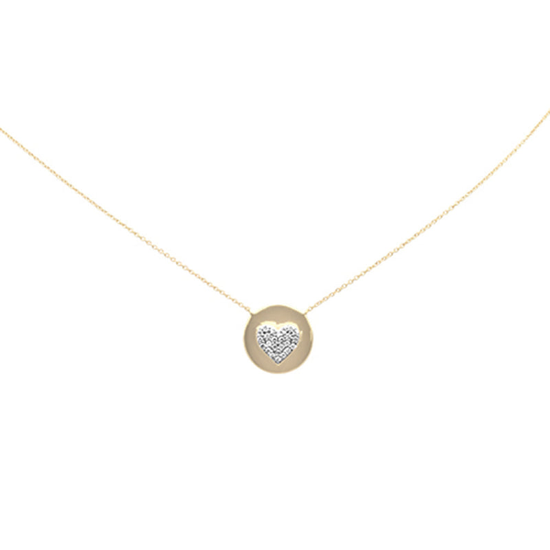 SPECIAL!.22ct G SI 14K Yellow Gold Diamond Round Shaped Heart Pendant Necklace 16+2" Long
