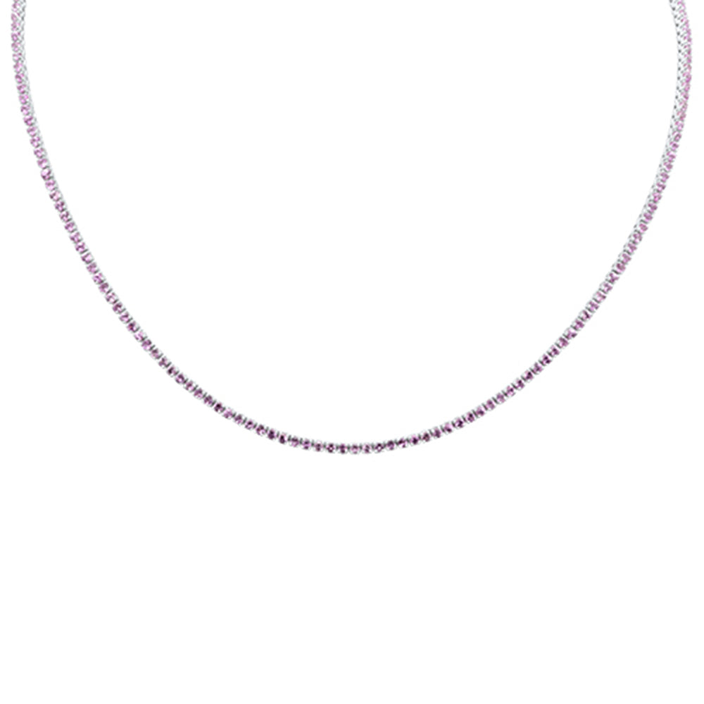 SPECIAL!4.26ct G SI 14K White Gold Pink Sapphire Gemstone Pendant Necklace 15+2" Long