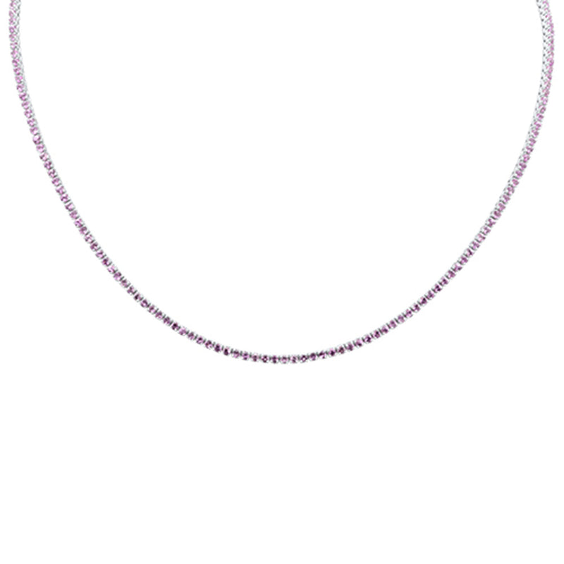 SPECIAL!4.26ct G SI 14K White Gold Pink Sapphire Gemstone Pendant Necklace 15+2" Long