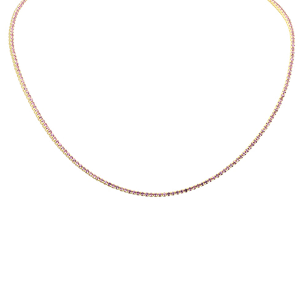 SPECIAL! 4.18ct G SI 14K Yellow Gold Pink Sapphire Pendant Necklace 15+2" Long