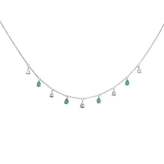 SPECIAL! .73ct G SI 14K White Gold Diamond & Emerald Gemstones Pendant Necklace 16+2" Ext Long