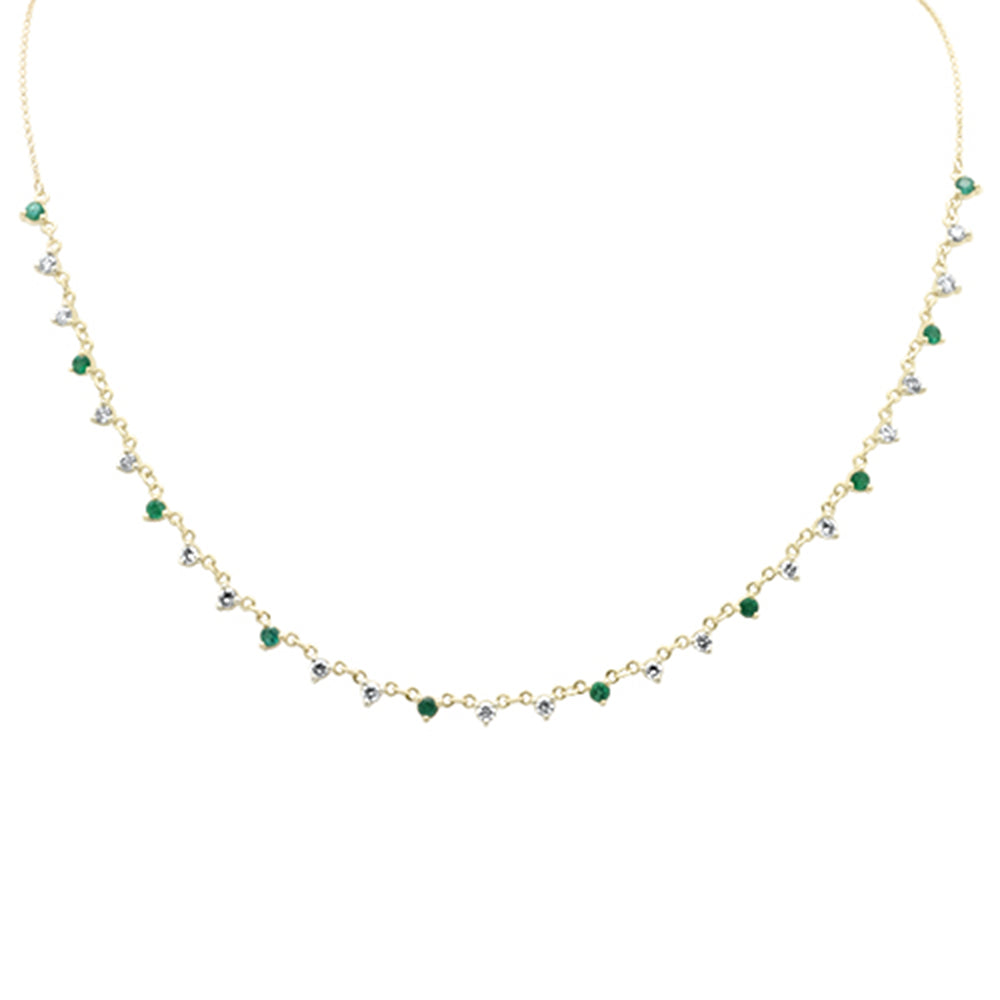GEMSTONE CLOSEOUT! 1.62ct G SI 14K Yellow Gold Diamond & Emerald Gemstone Pendant Necklace  16+2" Long