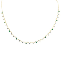 GEMSTONE CLOSEOUT! 1.62ct G SI 14K Yellow Gold Diamond & Emerald Gemstone Pendant Necklace  16+2" Long