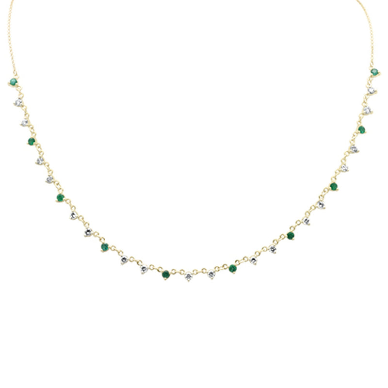 GEMSTONE CLOSEOUT! 1.62ct G SI 14K Yellow Gold Diamond & Emerald Gemstone Pendant Necklace  16+2" Long