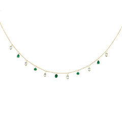 GEMSTONE  CLOSEOUT! .84ct G SI 14K Yellow Gold Diamond Emerald Gemstone Pendant Necklace  16+2" Long