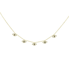 GEMSTONE CLOSEOUT! .31ct G SI 14K Yellow Gold Diamond & Blue Sapphire Gemstone Evil Eye Pendant Necklace 16+2" Long