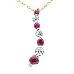 SPECIAL!.59ct G SI 14K Yellow Gold Diamond & Ruby Gemstone Journey Pendant Necklace 18" Long Chain