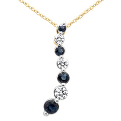 SPECIAL! .62ct G SI 14K Yellow Gold Diamond & Blue Sapphire Gemstone Pendant Necklace 18" Long