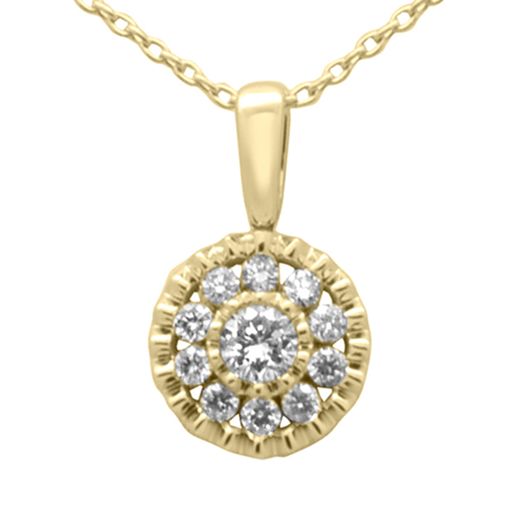SPECIAL!.25ct G SI 14K Yellow Gold Diamond Round Shaped Pendant Necklace 18" Long Chain
