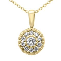 SPECIAL!.25ct G SI 14K Yellow Gold Diamond Round Shaped Pendant Necklace 18" Long Chain