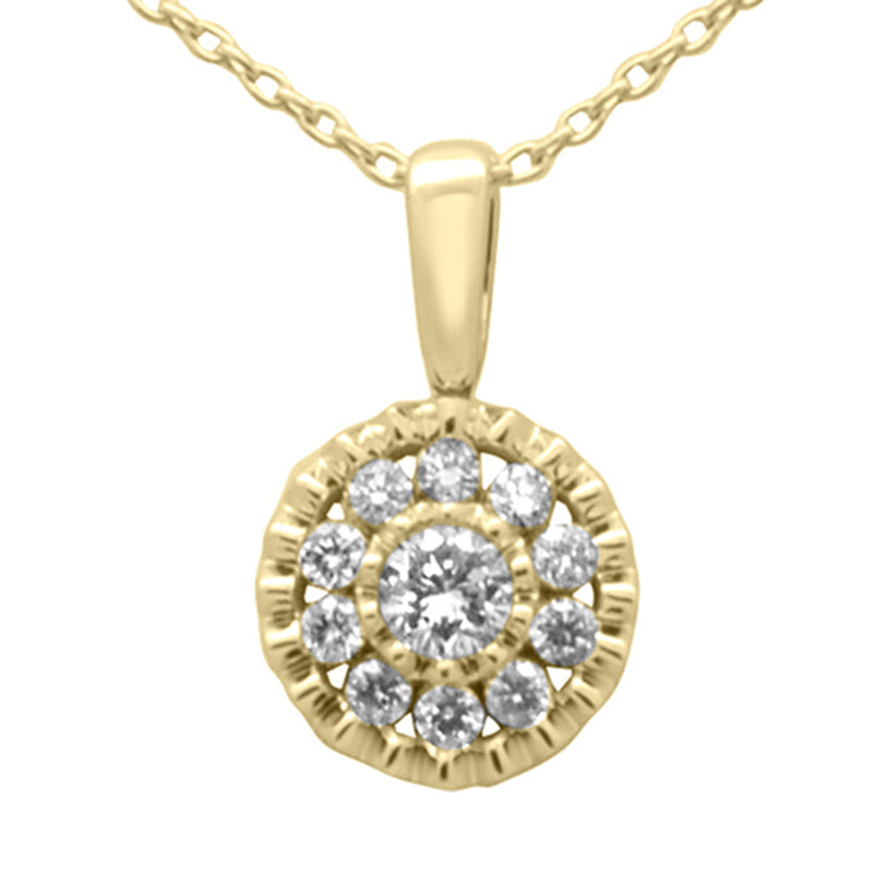 SPECIAL!.25ct G SI 14K Yellow Gold Diamond Round Shaped Pendant Necklace 18" Long Chain