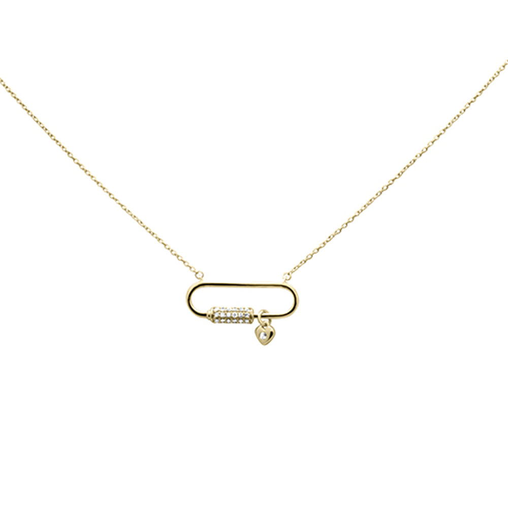 SPECIAL! .10ct G SI 14K Yellow Gold Diamond Paper Clip Pendant Necklace 18" Long Chain