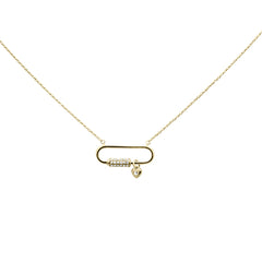 SPECIAL! .10ct G SI 14K Yellow Gold Diamond Paper Clip Pendant Necklace 18" Long Chain