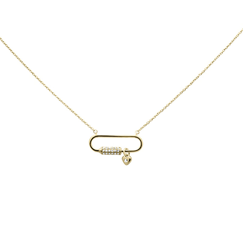 SPECIAL! .10ct G SI 14K Yellow Gold Diamond Paper Clip Pendant Necklace 18" Long Chain
